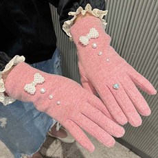 페이퍼먼츠 여성용 러블리 진주리본 터치 기모 장갑 양손착용 12682