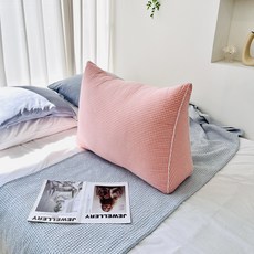 HOOM 純棉三角大型Triangle床用靠背墊, 混色格紋粉紅色