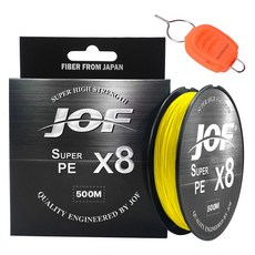 JOF SUPER PE 8股編織釣魚線 500m+Silver Cast 線擋, 黃色+隨機出貨(線擋)