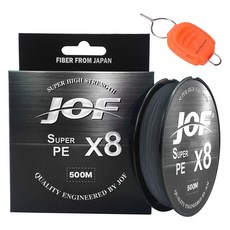 JOF SUPER PE 8股編織釣魚線 500m+SILVER CAST 捲線器線擋, 灰色+隨機出貨(線擋)