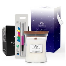 우드윅 미디엄캔들 275g + 파카 조터 오리지널 만년필 세트, 화이트 티 & 자스민, 마젠타