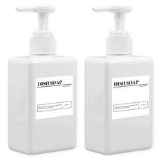 뉴앤룩 욕실 주방세제 디스펜서 일반형 280ml x 2p + A 라벨 스티커 디시워시 2p 세트, 화이트, 1세트