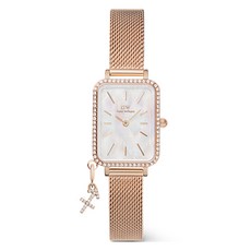 Daniel Wellington 女款 QUADRO CRYSTAL ZODIAC MELROSE 星座時尚金屬腕錶 + 射手座墜飾