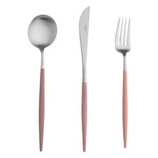 Cutipol Dalph Maia 晚餐餐具 3 件套 2 人, 民族粉紅色, 餐勺+餐刀+餐叉