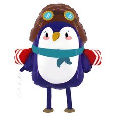 GRABO BALLOONS 鋁箔走路氣球 企鵝飛行員, 1個, 混合顏色