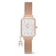 다니엘웰링턴 여성용 QUADRO CRYSTAL ZODIAC MELROSE 조디악 패션 메탈시계 + 물고기 자리 펜던트