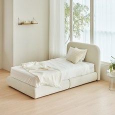 레이디가구 샌드 패브릭 침대 슬림형 프레임 단품 방문설치, 크림