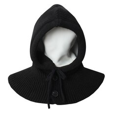 린다샵 모이토 투버튼 니트 후드워머 cpacc424k3a, 블랙, 1개