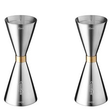 까사베니 홈텐딩 칵테일 골드링 계량 지거 45ml / 60ml, 혼합색상, 2개