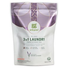 grab green 膠囊洗衣精 洗衣精 去漬 深層清潔 亮白 3合1多效合一 高濃縮洗衣精 薰衣草, 1個, 50入
