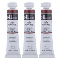 신한화구 전문가 유화물감 3개입, 50ml, 759번 번트 시에나 딥