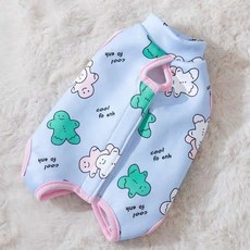 Coco studio 寵物防舔刷毛Coco厚實櫻桃術後服, 1個, 藍色