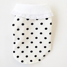 Coco studio 狗狗 Coco 圓點荷葉領 T恤, 1個, 白色