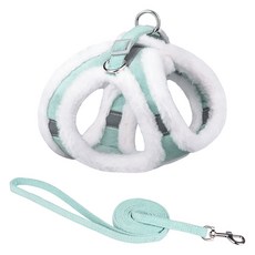 퍼피드림 강아지 보송 따뜻 털 하네스 + 리드줄 세트 00183, 민트화이트, 1개