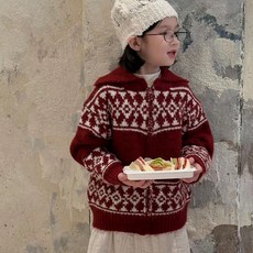 Arbe 兒童北歐風針織拉鍊外套