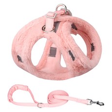 Puppy Dream 狗狗蓬鬆保暖毛絨胸背帶 + 牽繩組 00183, 粉色, 1個