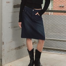 오아이오아이컬렉션 클래식 데님 미디 스커트