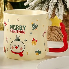 모던지 크리스마스 머그잔 지름 8.8cm x 높이 9cm 380ml, 레드 A, 1개