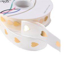 GILGRI 金色字樣透明禮物包裝緞帶 2.6cm, 03 心形, 180cm, 1個