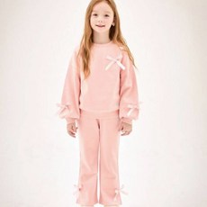JELISPOON 女童款長袖蝴蝶刷毛上下衣套裝