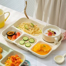 Cream Objet 陶瓷曲線成人5格餐盤 RB20625, 奶油白, 1個