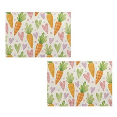 알로데 사랑스러운 레빗 토끼 테이블 매트, 17 당근하트, 2개, 30 x 45 cm