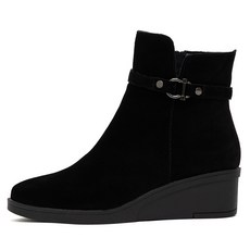 J SHOE 天然牛皮刷毛內裡Ronda厚底楔型踝靴