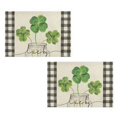 알로데 행운을 주는 네잎클로버 테이블 매트, 19 체크클로버, 2개, 30 x 45 cm