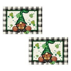 알로데 행운을 주는 네잎클로버 테이블 매트, 01 블랙체크솔로, 2개, 30 x 45 cm