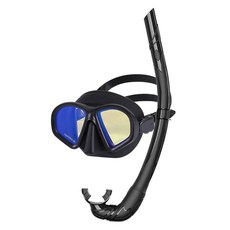 SNEFF Diva 浮潛鋼化玻璃面鏡 + 呼吸管套組, 黑色