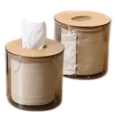 Winprice EXID 木質衛生紙圓形盒, 2個, 透明灰色