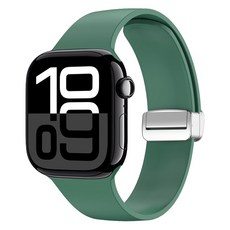 심플리로어 스마트워치 호환 디버클 마그네틱 실리콘 스트랩 38 / 40 / 41 / 42(10세대)mm, 딥그린