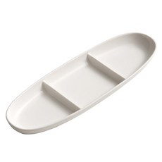 American Road 法棍造型三格橢圓形小菜分隔盤 RK2228, 白色, 1個