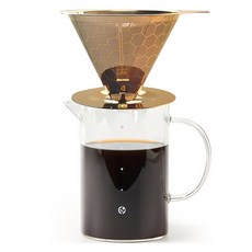 It's Bean 經典六角紋不鏽鋼 1~4人份咖啡手沖組 600ml, 1套, 濾杯 + 直筒型咖啡壺