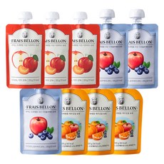 FRAIS BELLON 孩童水果泥 9入, 蘋果李子口味+蘋果藍莓口味+濟州橘子口味, 900g, 1組
