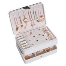 하늬통상 프리미엄 가죽 3단 주얼리 보관함, 화이트, 1개