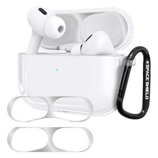 SPACE SHIELD AirPods 兼容防鐵粉貼紙 2入 + TPU 透明鑰匙圈保護殼 2合1套組 AirPods Pro 第2代, 單一商品, 1個, 混合顏色