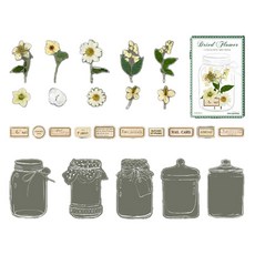 피어니스트 화병 보틀 꽃 다꾸 데코 스티커 세트, 화이트, 1세트