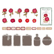 피어니스트 화병 보틀 꽃 다꾸 데코 스티커 세트, 레드, 1세트