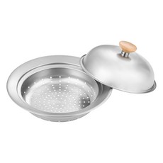 요시카와 스테인리스 우드 핸들 찜기, 1개, 22cm