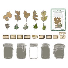 피어니스트 화병 보틀 꽃 다꾸 데코 스티커 세트, 브라운, 1세트