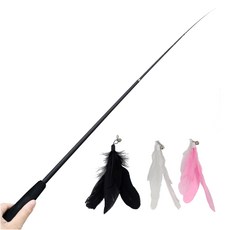 Maa 貓咪釣竿 1.8m + 羽毛3件組, 黑色 + 白色 + 粉紅色, 1套