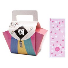 색동복주머니 설날 명절선물상자 대 + 딸기덮게 노루지 세트, 50세트, 핑크