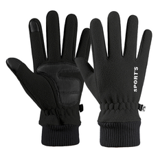 Alpha Mountain 智能觸控刷毛保暖手套 雙手組, 黑色
