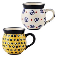 PAWIE Zalipie 甕形馬克杯2件組, 1套, 黃白色