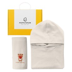 맘스네이처 유아용 대나무 밤부 판초 후드가운 + 목욕타올 선물세트, 베이지, 1세트