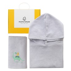 맘스네이처 유아용 대나무 밤부 판초 후드가운 + 목욕타올 선물세트, 그레이, 1세트