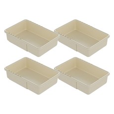 MEO 廚房 家用 多用途 空間調節 抽屜收納整理盒, 4個, 米色