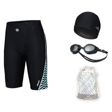 haxst 男性五分四角室內泳褲 SIHTA-Y06 + 泳鏡 HTB-GGK17 + 泳帽 HTB-CF01 + 塑膠收納袋組合