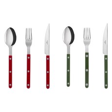 SABRE PARIS 閃亮聖誕雙人晚餐餐具組, 1套, 酒紅色 + 深綠色, 湯匙 2p + 叉子 2p + 餐刀 2p